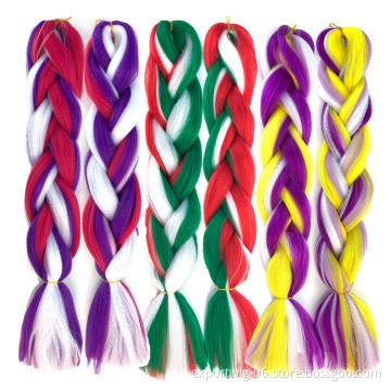 24 inch Ombre candy Color Synthetic Hair Braids Pre Stretched Wholesale Jumbo Braiding Hair Extensions yaki braid